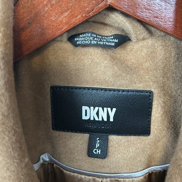 Dkny Wool Blend Double Breasted Single Button Belted Tan Midi Coat size S - Picture 6 of 16